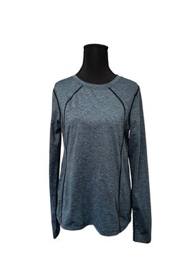 Kerrits Heathered Slate Blue Long Sleeve Crew Top
